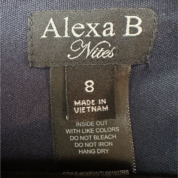 Alexa B Nites Shimmer Metallic Navy Maxi Dress Gown Formal Sleeveless NEW Size 8 - Picture 8 of 10